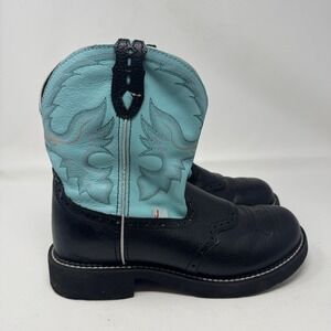 Justin Boots Black and Sky Blue Ankle Booties